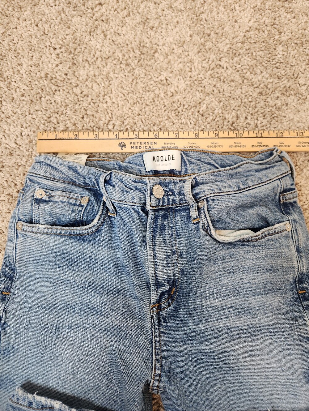 AGOLDE Swerve Toni Mid Rise Jeans Women Size 25 Straight Side Stripe - Picture 6 of 10
